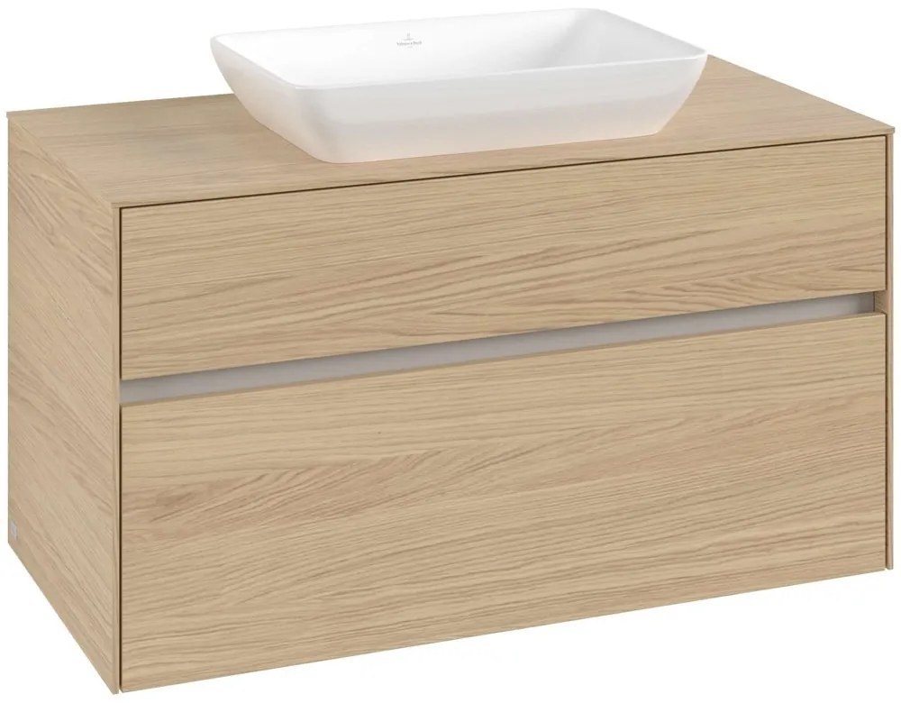 VILLEROY &amp; BOCH Collaro závesná skrinka pod umývadlo na dosku (umývadlo v strede), 2 zásuvky, 1000 x 500 x 548 mm, Nordic Oak, C10900VJ