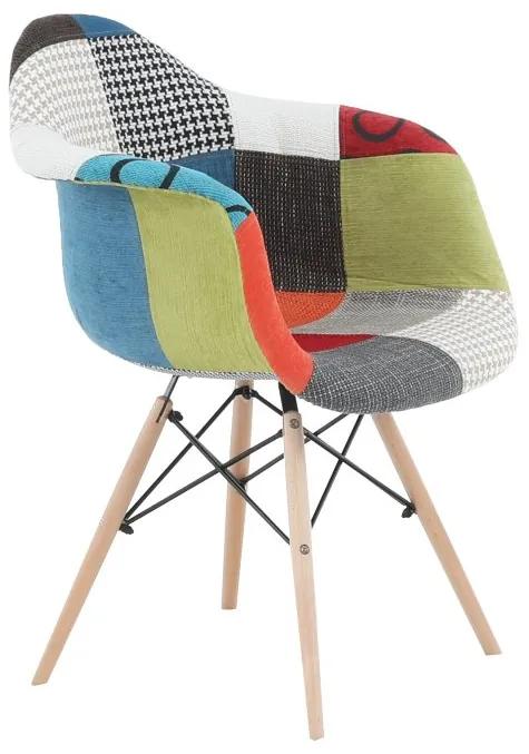 Jedálenská stolička Tobo 3 New - vzor patchwork / buk