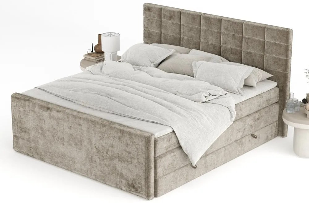 Svetlohnedá boxspring posteľ s úložným priestorom 140x200 cm Ava – Maison de Rêve