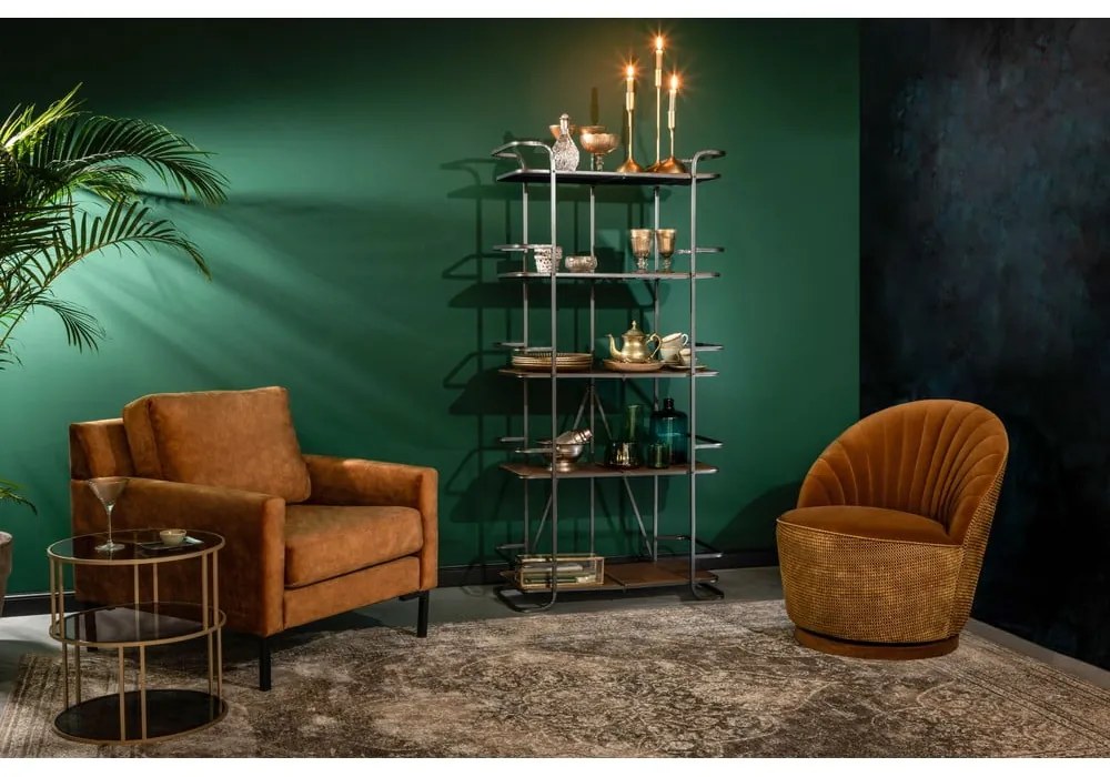 Hnedé zamatové kreslo Dutchbone Madison