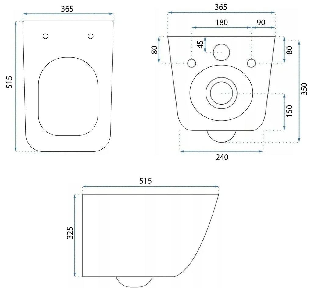 Rea Dexter, závesná WC misa Rimless Tornado 515x365x350 mm + WC sedadlo z duroplastu, biela lesklá, REA-C1278