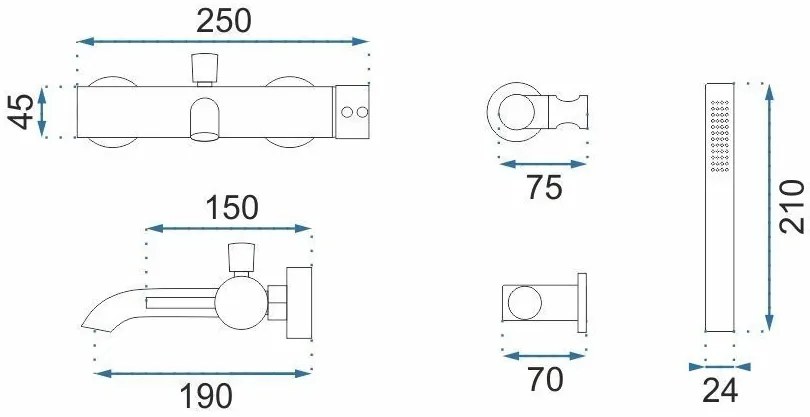 Rea Lungo, vaňová batéria s ručnou sprchovou súpravou, grafitová, REA-B1115