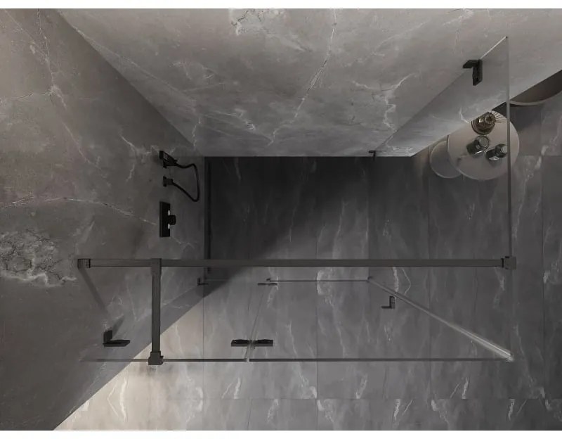 Mexen Lunar T, sklápací ľavý sprchový kút 140 x 120 cm, 8mm číre sklo, profil grafit brúsený, 834T-140-120-66-00-L