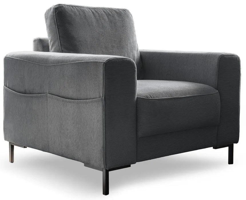Tmavosivé menčestrové kreslo Lofty Lilly – Miuform