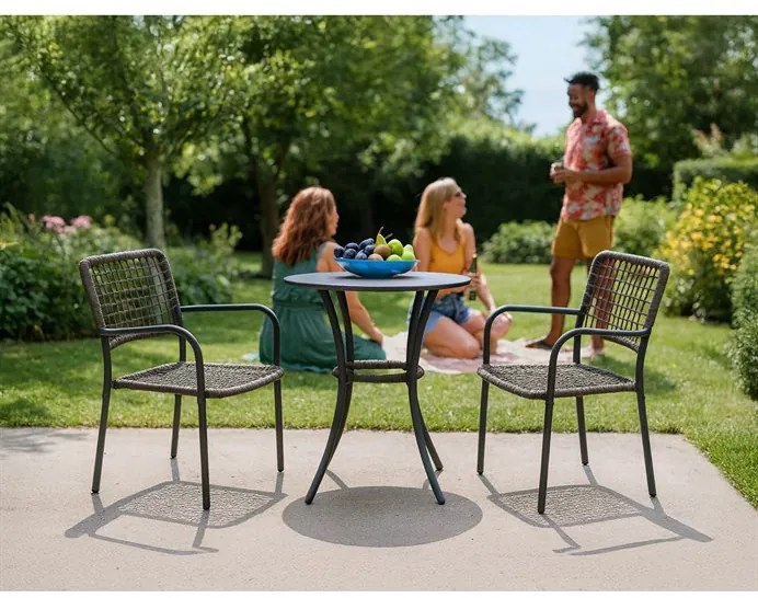 Autronic BONTEC Záhradný set 1+2, kov, polyratan, sivá, AZ-L1103 GREY Farba: Šedá