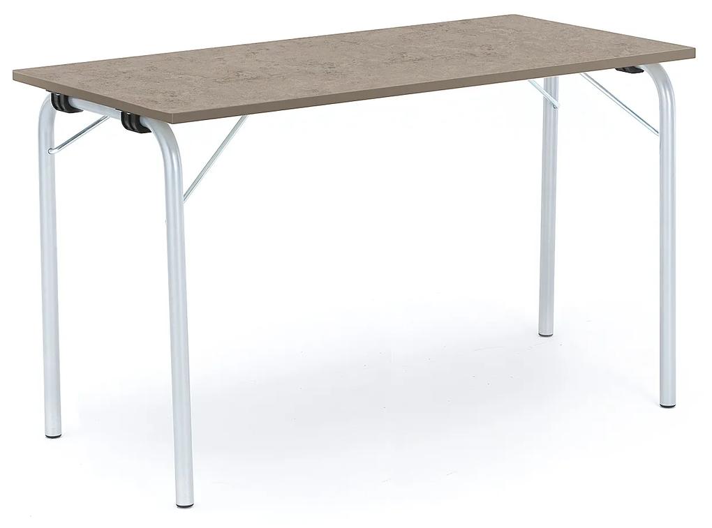 Skladací stôl NICKE, 1200x500x720 mm, linoleum - svetlošedá, strieborná