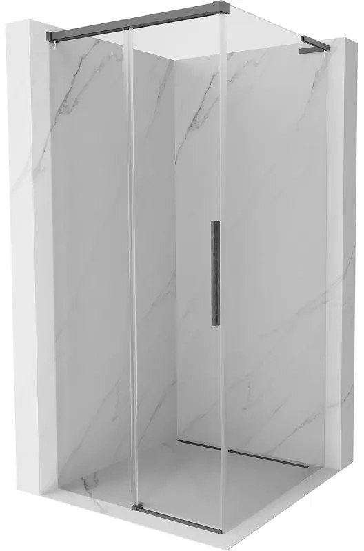 Mexen Rox, L posuvný sprchový kút 95 x 95 cm, 8mm číre sklo, brúsený grafit profil, 8C2L-095-095-66-00