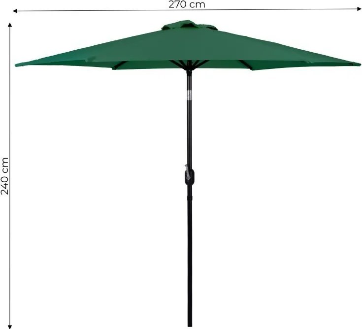 Záhradný slnečník 270 cm s naklápaním zelená