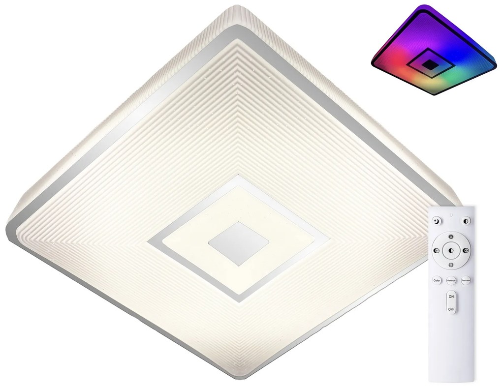 TOP-LIGHT Stropné moderné LED osvetlenie RAINBOW H RC, 24W, RGB, ďalej. ovládanie, 40x40cm, hranaté