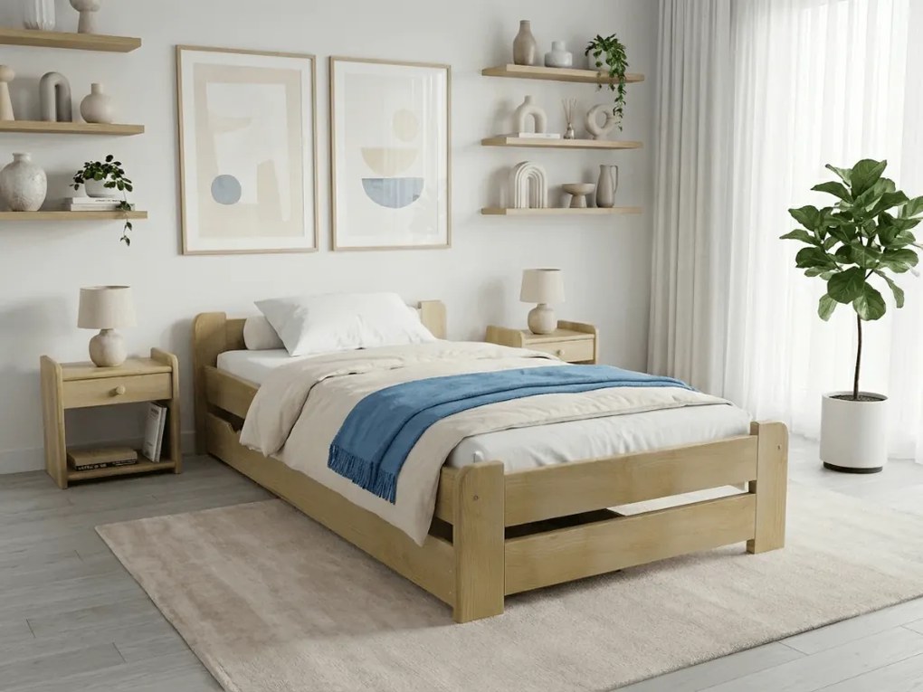 Posteľ Emily 80 x 200 cm, borovica Rošt: S lamelovým roštom, Matrac: Matrac DELUXE 10 cm