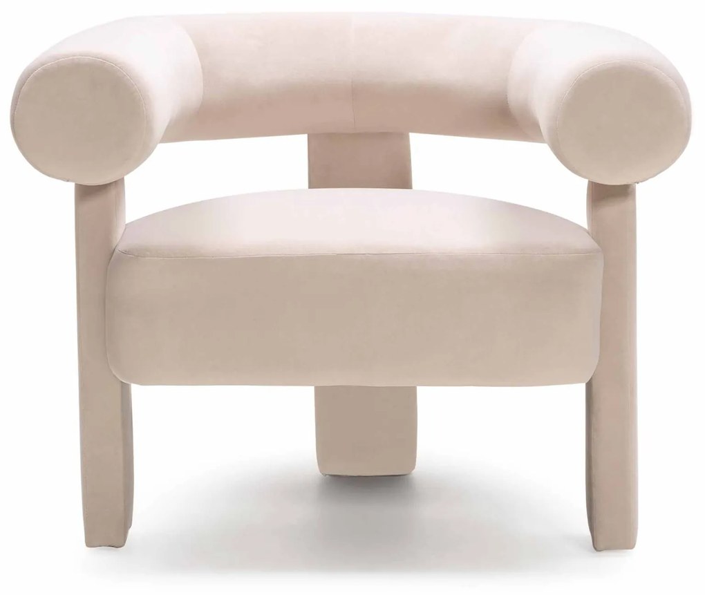 Designové sametové křeslo HELLA světle béžové