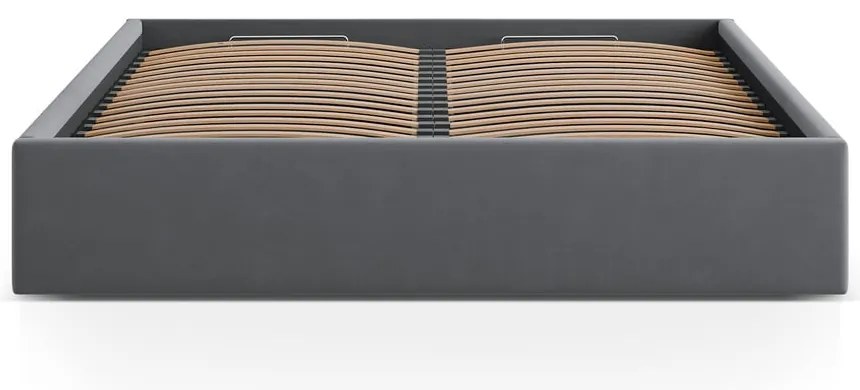 Sivá čalúnená dvojlôžková posteľ s úložným priestorom/bez čela s roštom 200x200 cm Susan – Micadoni