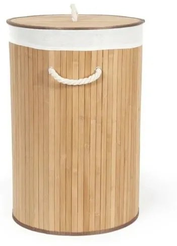 Compactor Bambusový kôš na bielizeň s vekom Compactor Bamboo - okrúhly, prírodný, 40 x 60 cm