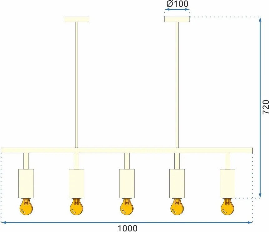 Toolight - Stropná lampa 5xGU10, APP210-3CPR, čierna, OSW-03400