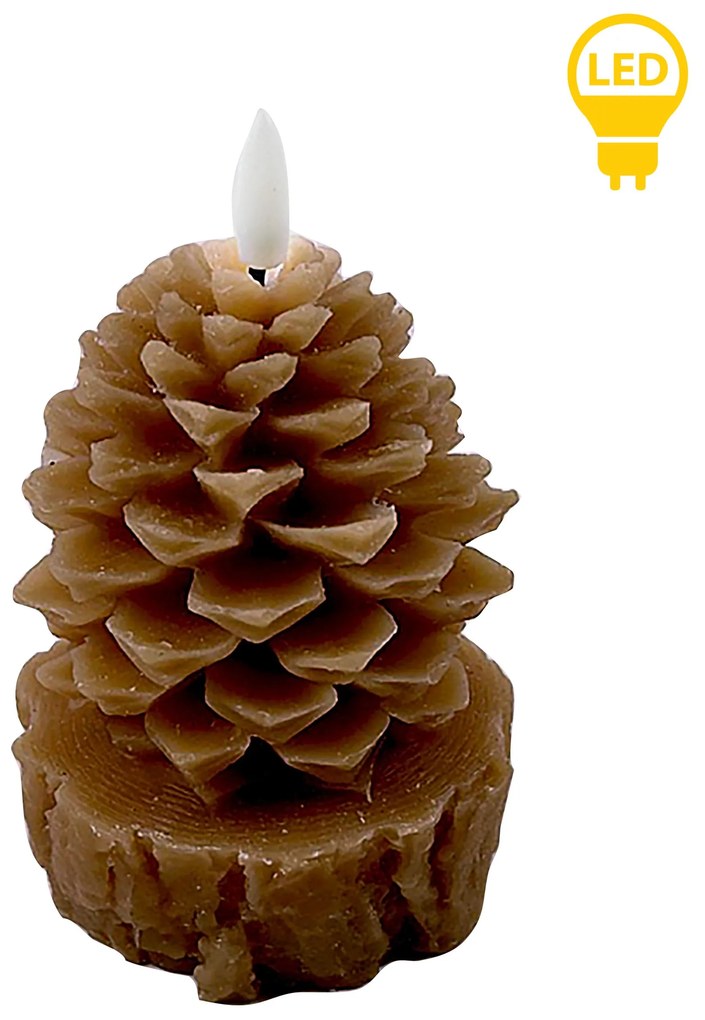 Vánoční LED dekorativní svíčka Nikolao Tre 15,5 cm hnědá