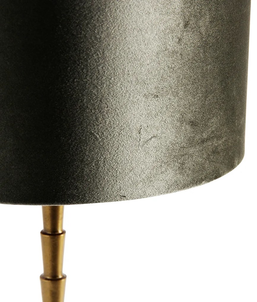 Stolná lampa bronzová so zamatovým tienidlom zelená 35 cm - Pisos