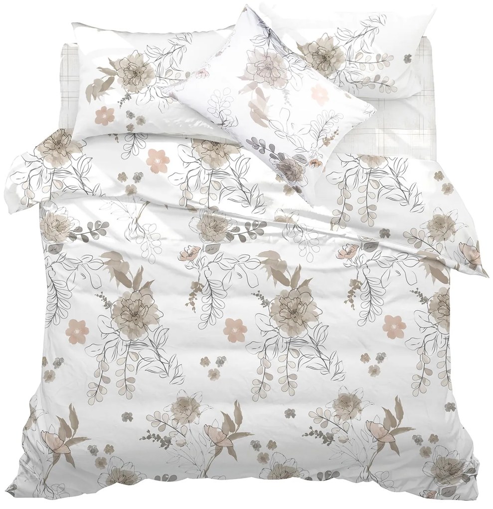 RENFORCÉ OBLIEČKY LARIN EXCLUSIVE 200X220 CM, 2KS 70X80 CM KVETY
