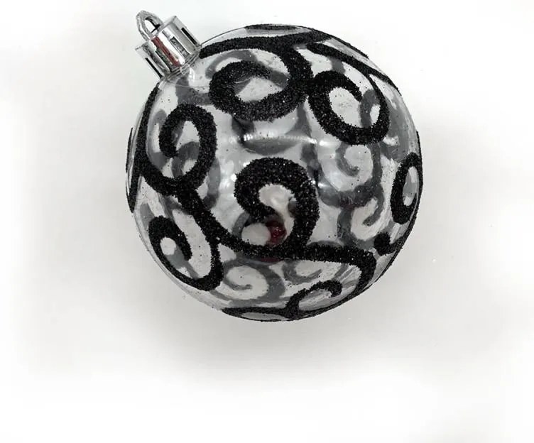 DECOLED Plastové ozdoby, prům. 7 cm, 18 ks, černá