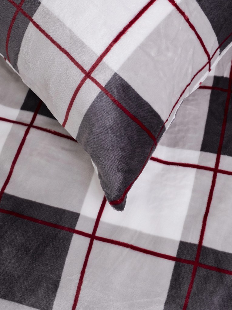 Obliečka na vankúš mikroplyš Exclusive 40 × 60 cm - Kocky šedočervené