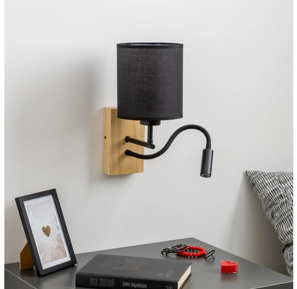 Brilagi - LED Nástenná lampa NUBILA WOOD 1xE27/25W/230V + LED/3W dub/čierna