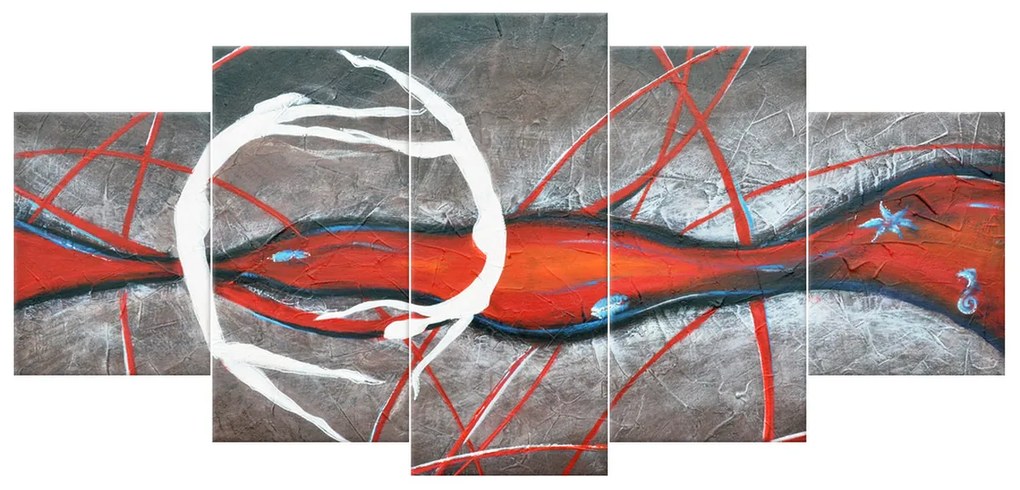 Gario Ručne maľovaný obraz Tajomný tanec postáv - 5 dielny Rozmery: 150 x 105 cm