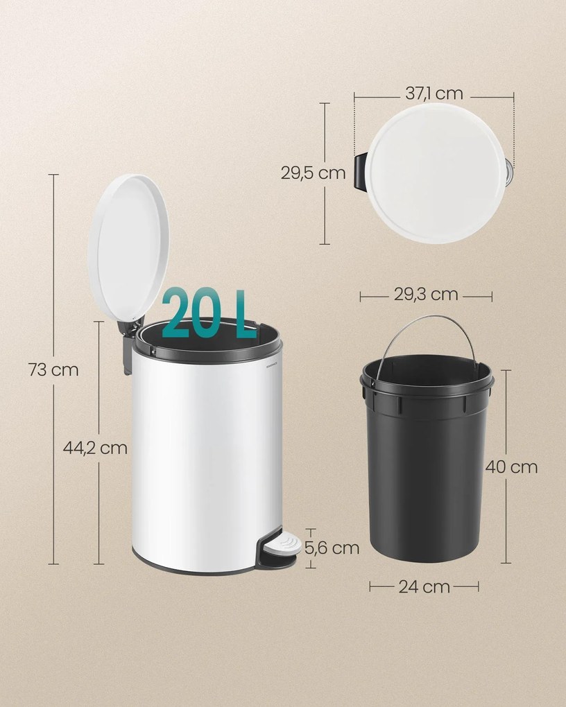 Odpadkový kôš Jelis 20 L biely