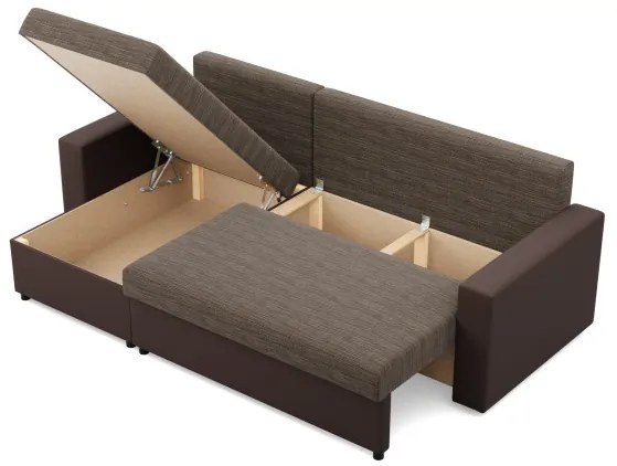 Rohová rozkladacia sedačka LUNA hnedá / cappuccino