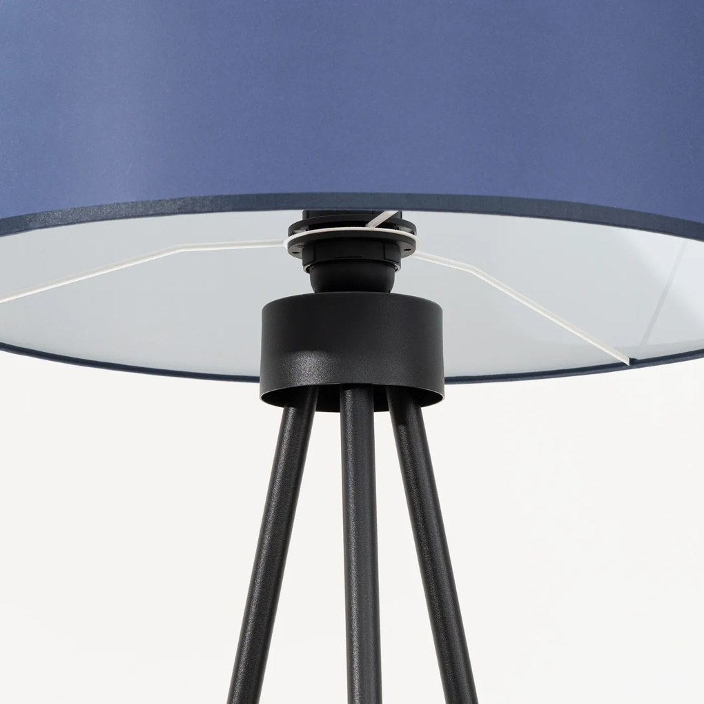 Stojacia lampa Nevia, 1x modré textilné tienidlo, b