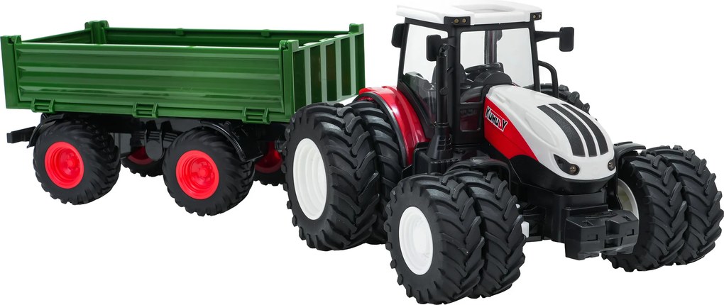 Ramiz Červený R/C traktor so zeleným prívesom
