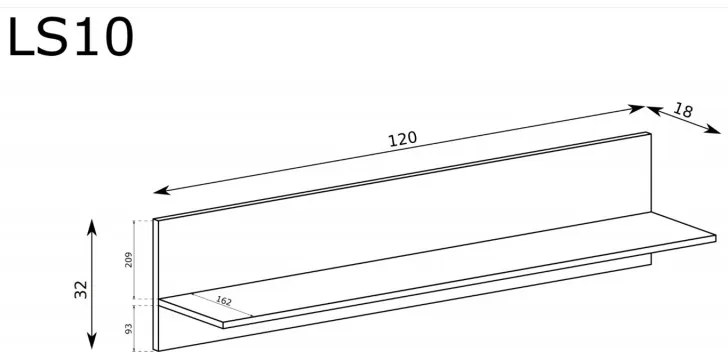 Nástěnná police Eleganzo 120 cm indigo