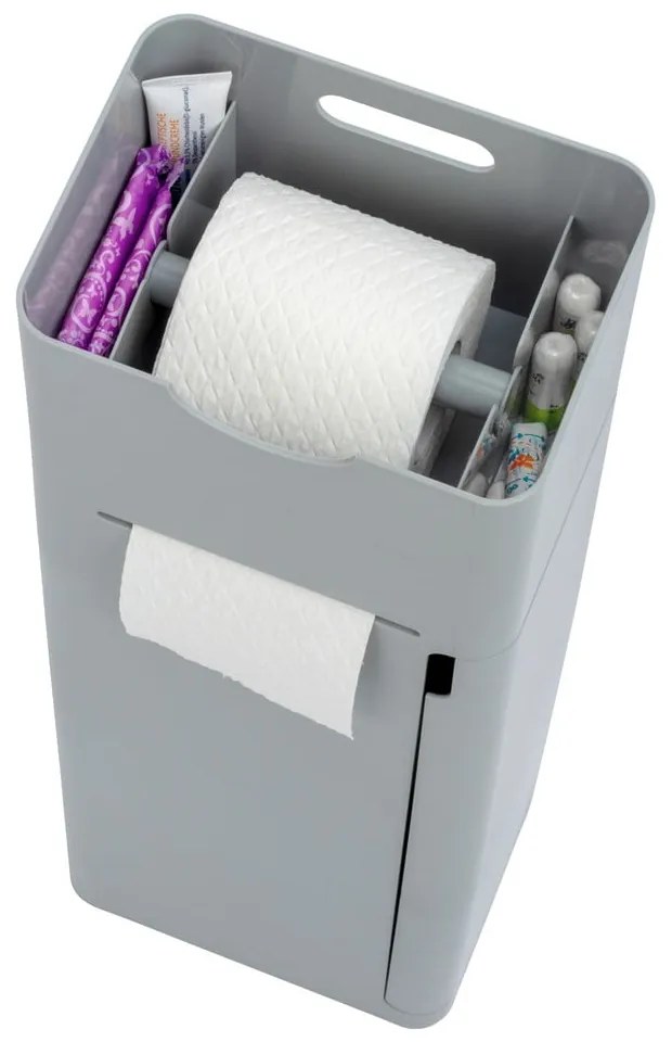 Sivý plastový stojan na toaletný papier so štetkou Imon – Wenko