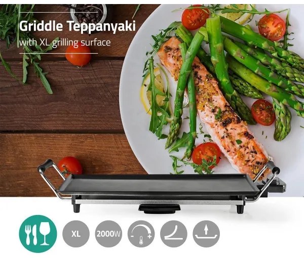 Nedis FCTE110EBK50 - Stolný gril Teppanyaki 2000W/230V
