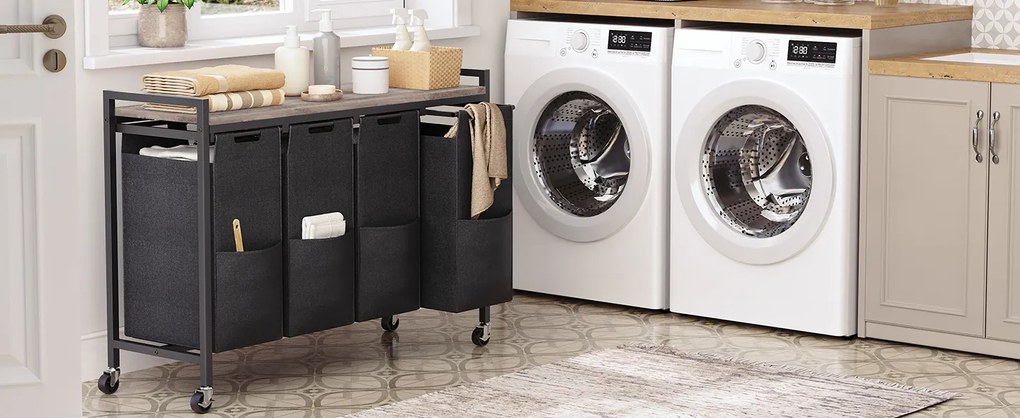 Koš na prádlo Vasagle Pietro 159 l šedý/černý