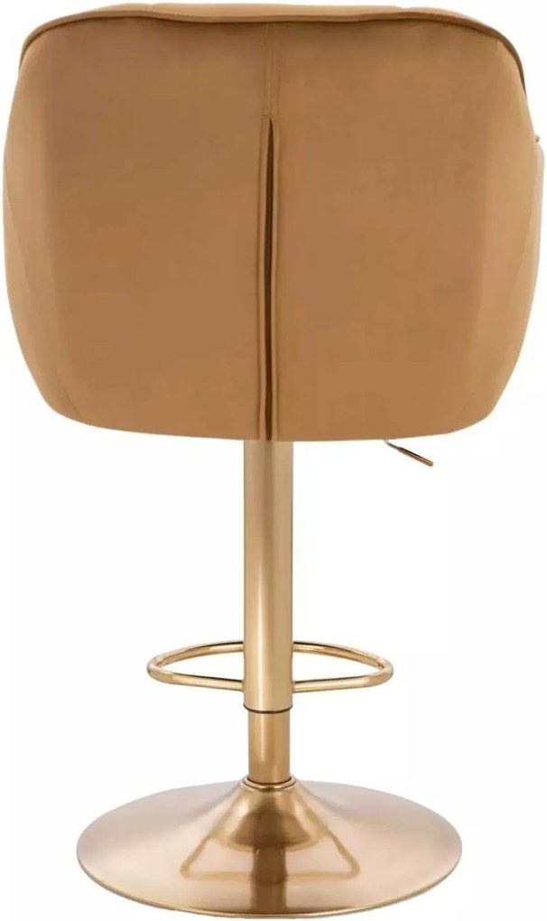 LuxuryForm DESIGN Barová stolička AVOLA VELUR na zlatom tanieri - medová