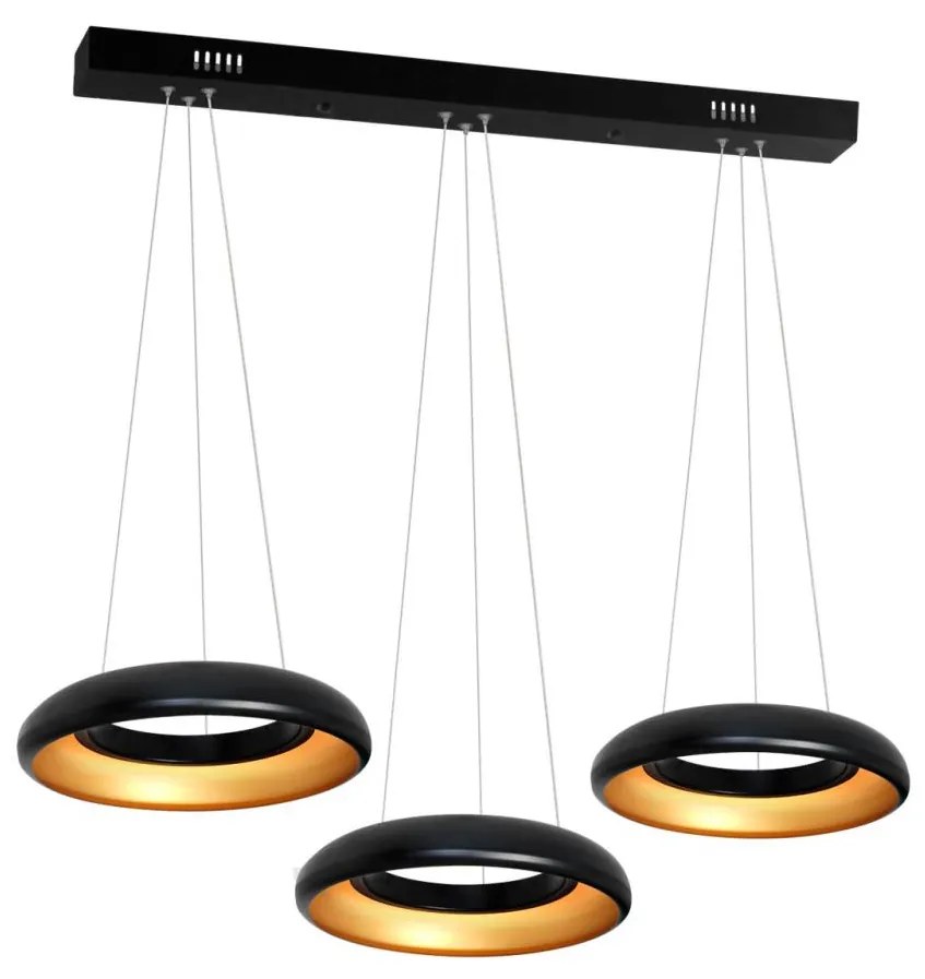 LED Luster na lanku RONDO 3xLED/12W/230V čierna