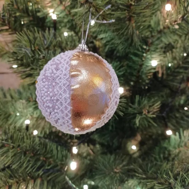 DECOLED Plastová koule, pr. 8 cm, růžová, s krajkovým vzorem, var. 2