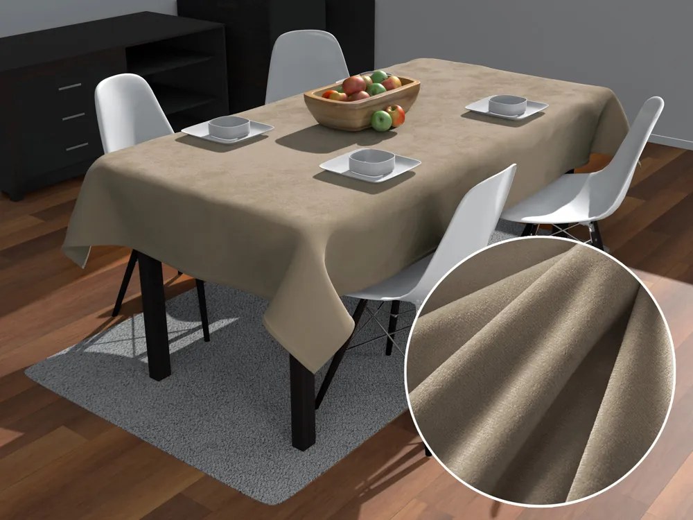 Biante Zamatový obdĺžnikový obrus Velvet Premium SVP-030 Sivobéžový 140x160 cm