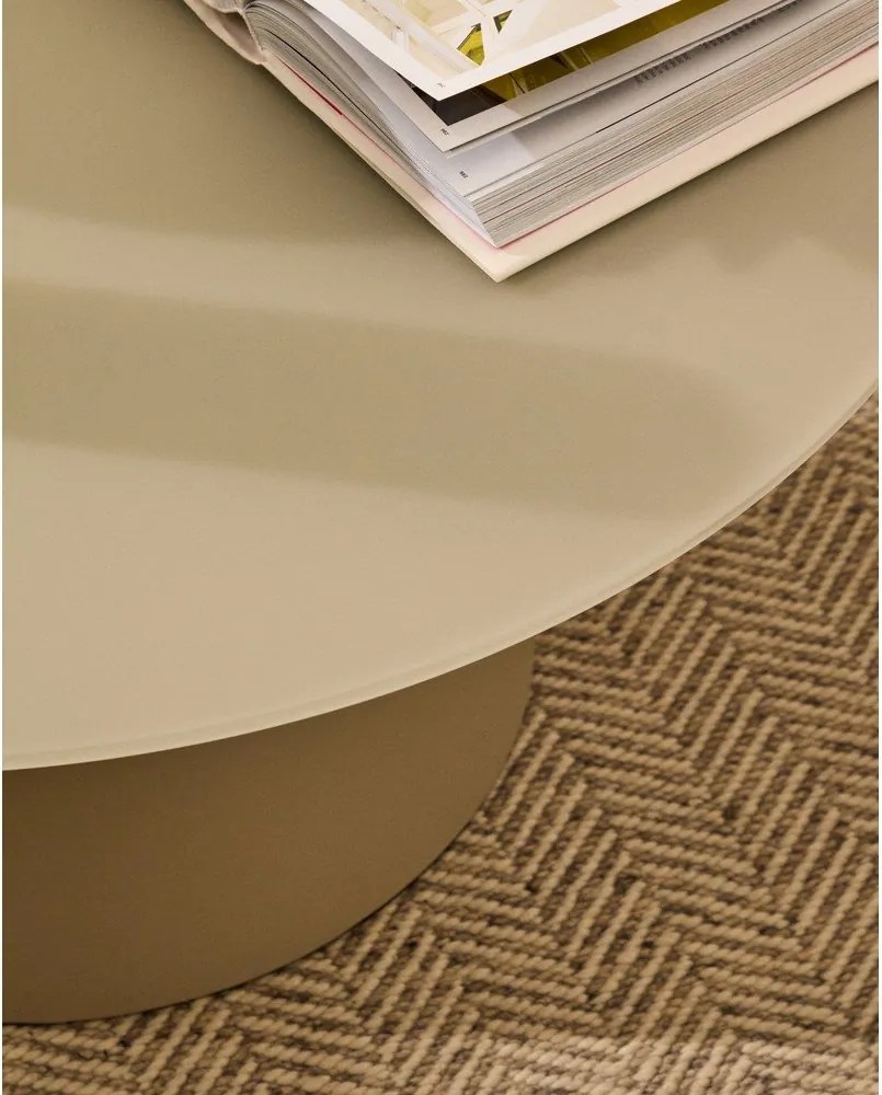 Svetlosivý okrúhly konferenčný stolík so sklenenou doskou ø 80 cm Wilshire – Kave Home