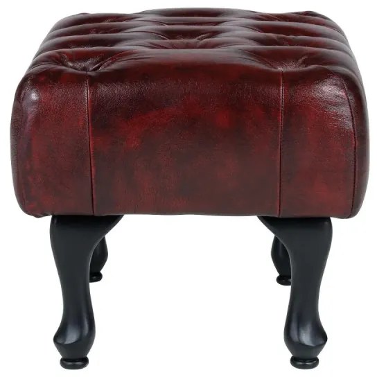 furniture-nabytek.cz - Masívny taburet Chesterfield Pittsfield z pravej kože, červený – 61×46×43 cm