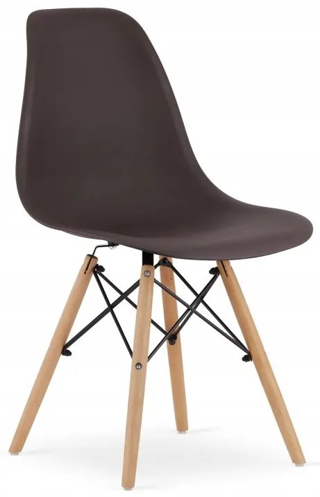 Jedálenská zostava TODI 80cm okrúhly stolový set biely + 4 stoličky OSAKA hnedé