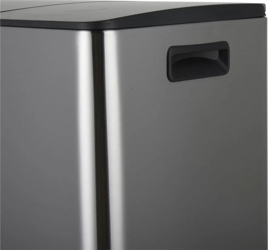 Oceľový odpadkový kôš 2x20 l na triedený odpad/nášľapný v matne striebornej farbe Aliya – Spirella