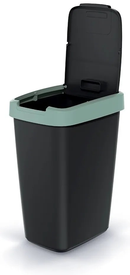 Odpadkový kôš s farebným vekom, 12 l, zelená / čierna