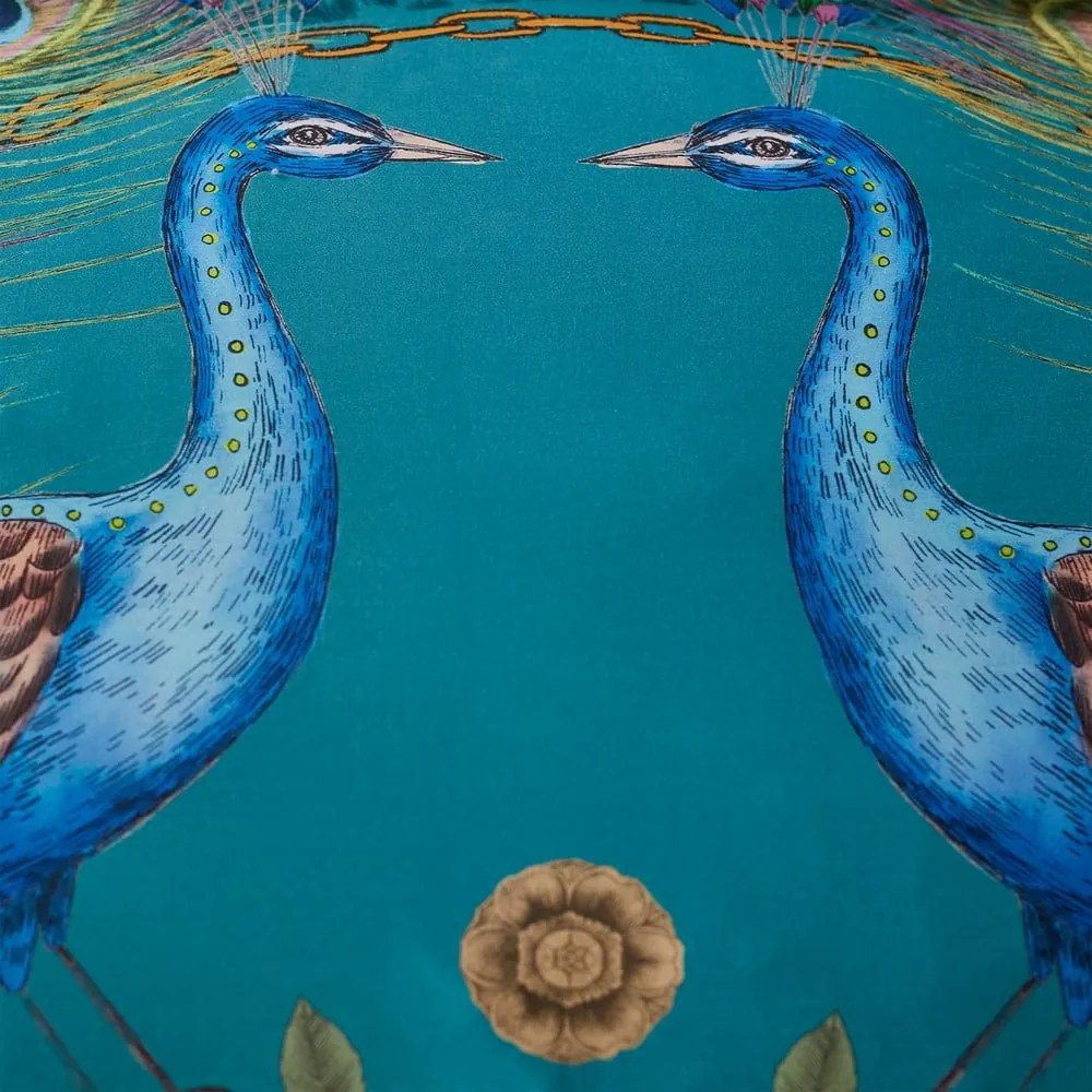 Zelenomodré obliečky na jednolôžko z bavlneného saténu 135x200 cm Xanadu Peacock – Matthew Williamson