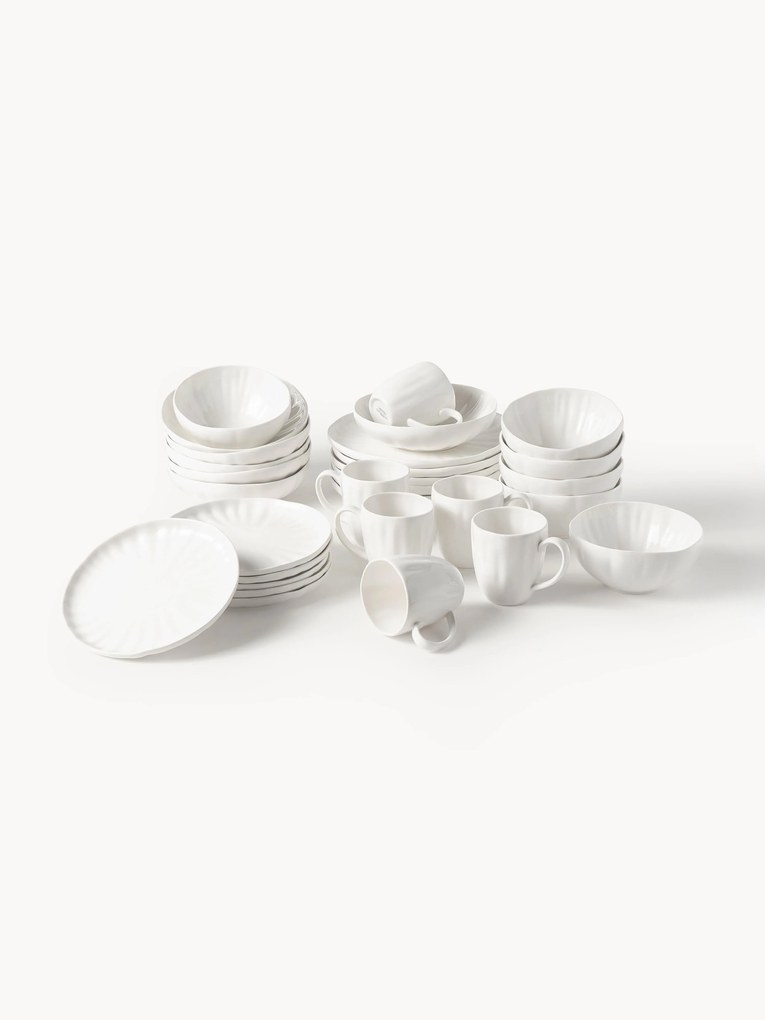 Porcelánová súprava riadu's embosovaným vzorom Sali, 6 osôb, 30 ks