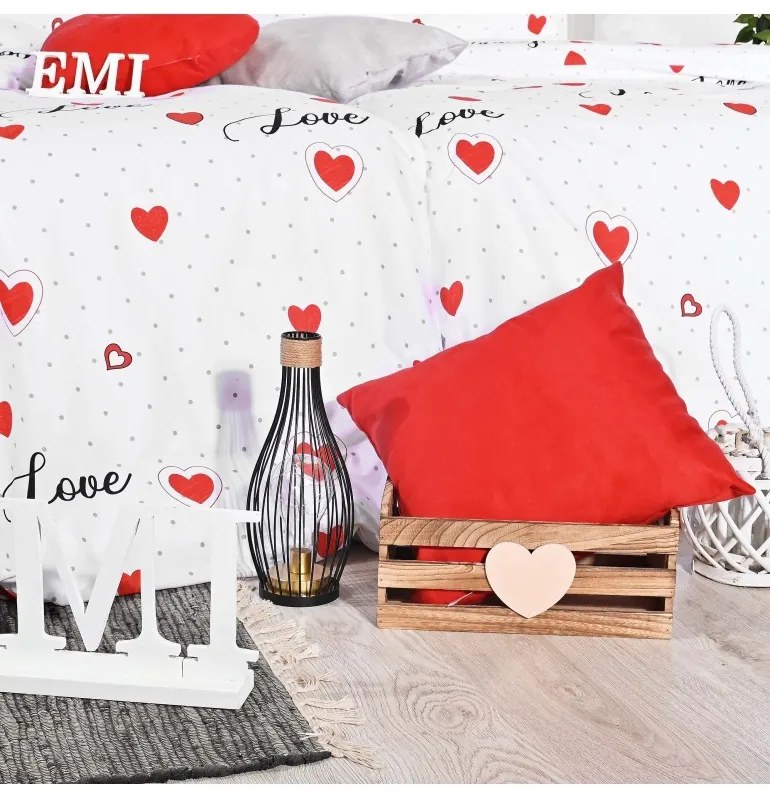 Obliečky bavlnené Love EMI, Štandardný set jednolôžko obsahuje 1x 140x200 + 1x 70x90