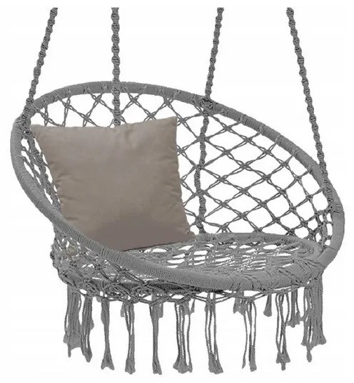 Záhradné závesné kreslo BOHO, 80 x 60 x 120 cm, sivá