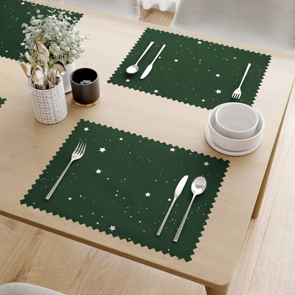 Goldea vianočné prestieranie na stôl teflónové - hviezdičky na tmavo zelenej - sada 2ks 30 x 40 cm