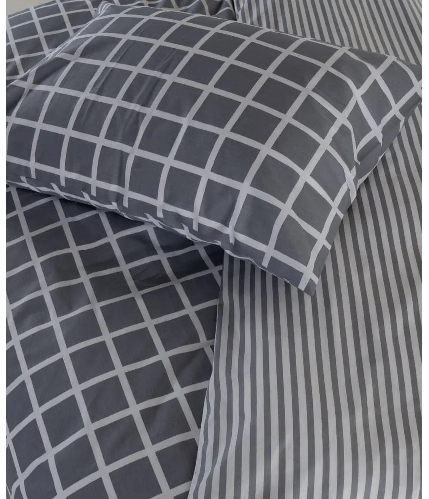 Sivé obliečky na dvojlôžko/predĺžené z bavlny Renforcé 240x220 cm Linear Calm Geometric – Mila Home Luxury
