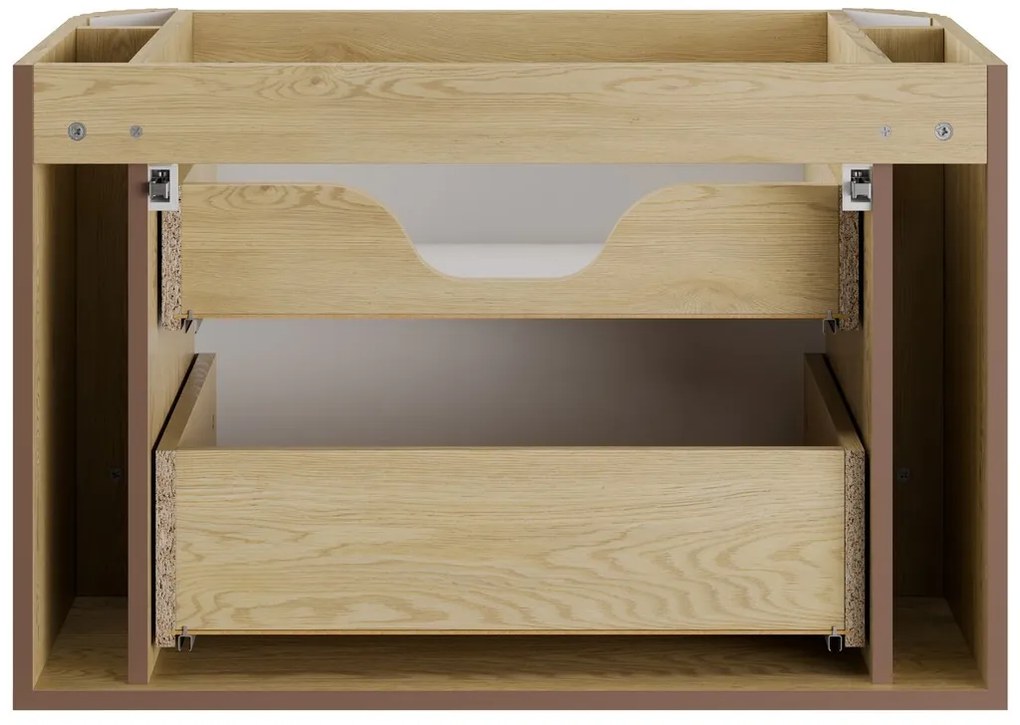 Koupelnová sestava Ovalia River s deskou, umyvadlem a skříňkami 80 cm dub Cremona