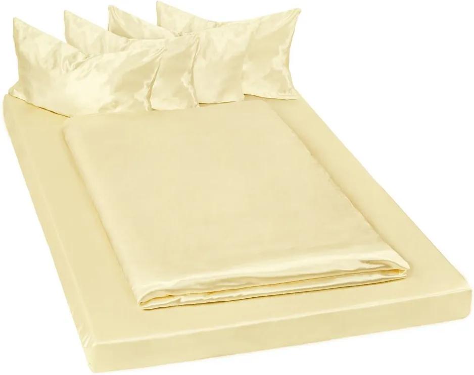 tectake 401923 4 posteľná bielizeň mikrosatén 200x150cm - žlutá, 235.00 cm x 0.50 cm x cm